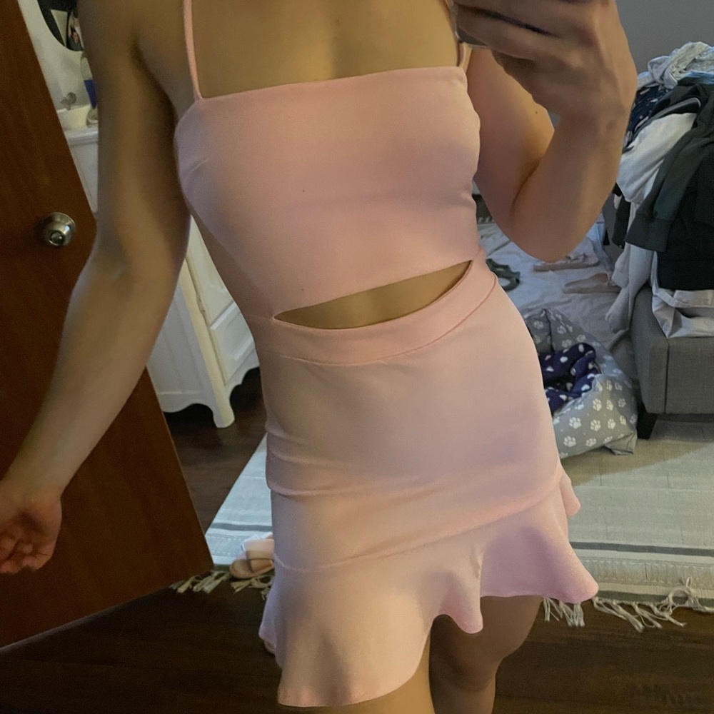 Tight pink mini dress